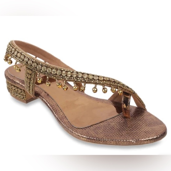 Cheemo Antique-Gold Wedding Sandals NWT - Picture 1 of 13